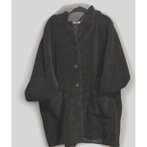 Women Within Plus Size 4X 34/36 Black Coat Button Down W/Hood Fall Winter Jacket